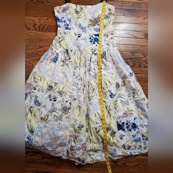 Anthropologie Maeve Cotton Sleeveless Square-Neck Tile Printed Midi Dress Sz L